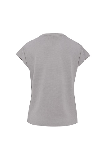 Трикотажный топ с коротким рукавом, серо-сиреневый