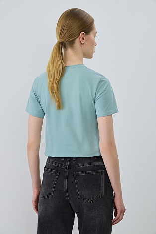 Базовая футболка из хлопка, мятно-голубая