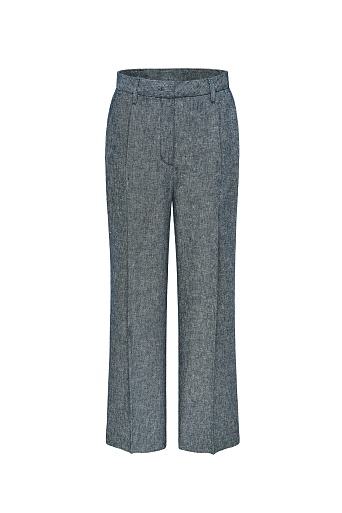 Прямые брюки со стрелками, серый меланж