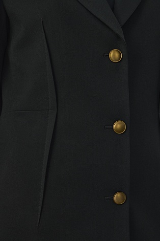 Жакет с акцентными вытачками и золотыми пуговицами, черный