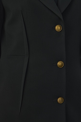 Жакет с акцентными вытачками и золотыми пуговицами, черный