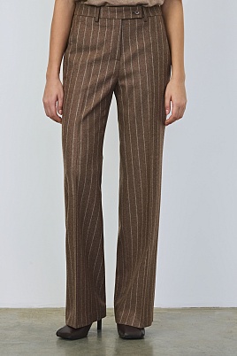 Прямые свободные брюки в полоску, коричневые ELEANOR