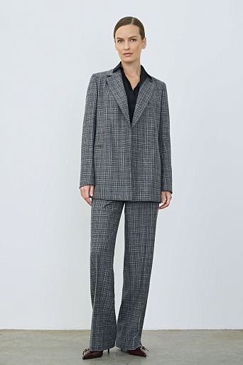 Костюмный жакет из букле в клетку, серый