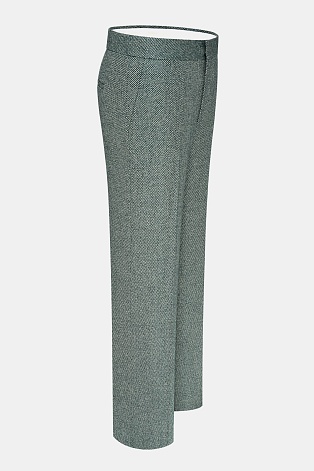 Прямые костюмные брюки  со стрелками, серо-зеленые