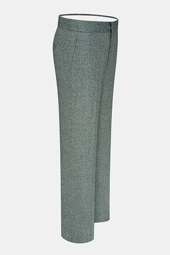 Прямые костюмные брюки из шерсти, серо-зеленые