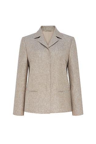 Куртка-жакет изо льна, бежево-коричневый меланж