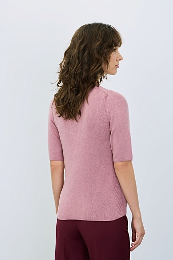 Джемпер с коротким рукавом с кашемиром, ягодный