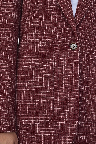 Удлиненный жакет в белую клетку, кирпичный GABRIELLA