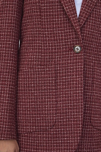 Удлиненный жакет в белую клетку, кирпичный GABRIELLA