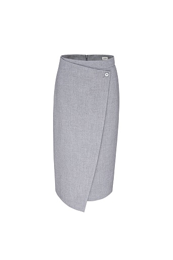 Ассиметричная юбка с запахом, серая