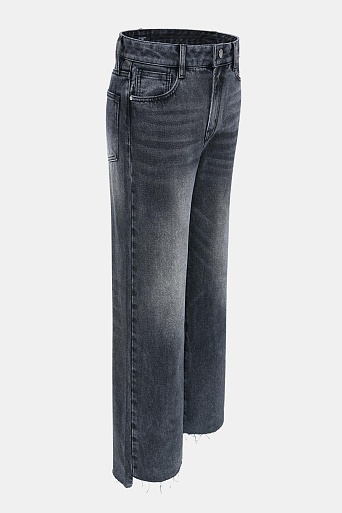 Джинсы bootcut с необработанным краем, темно-серые