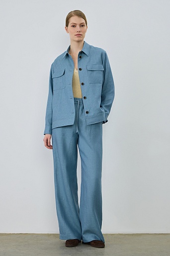 Свободные брюки на кулиске из шерсти, лиоцелла и шелка, голубая