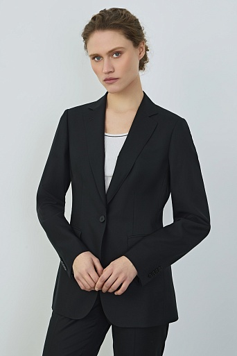 Приталенный жакет из шерсти, черный