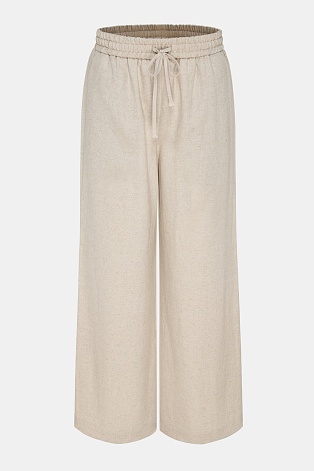 Свободные брюки на кулиске из шелка, цвет овсяное молоко
