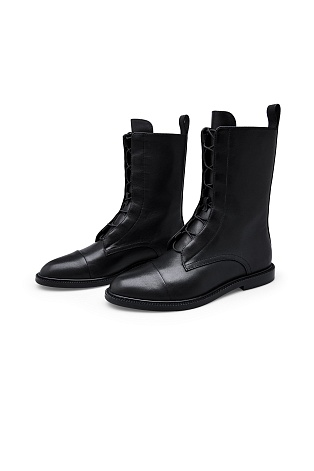 Кожаные ботильоны, черные
