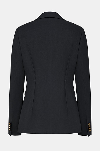 Жакет с акцентными вытачками и золотыми пуговицами, черный