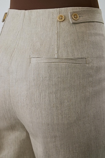 Расклешенные брюки со льном, цвет овсяное молоко