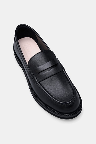 Кожаные лоферы, черные