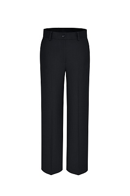 Брюки прямого силуэта из шерсти, черные