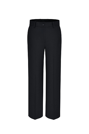 Брюки прямого силуэта из шерсти, черные