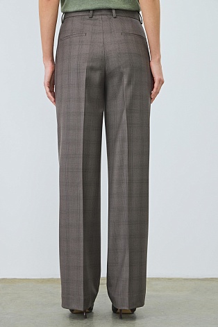 Свободные костюмные брюки из шерсти с кашемиром, серо-коричневые MARIA