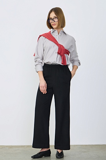 Кашемировые брюки свободного кроя, черные