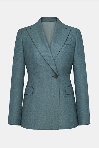 Приталенный жакет из шерсти на одной пуговице, бирюзовый Jemma