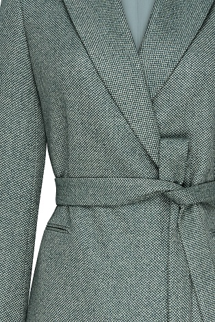 Жакет на поясе, серо-зеленый