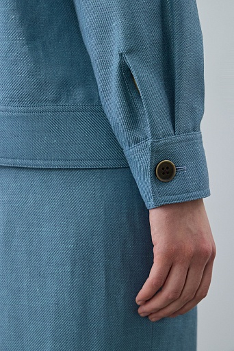 Куртка-рубашка из шерсти, лиоцелла и шелка, голубая