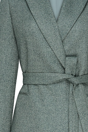 Жакет на поясе, серо-зеленый