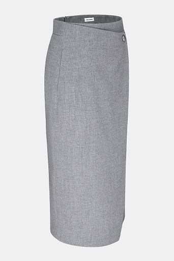 Ассиметричная юбка с запахом, серая