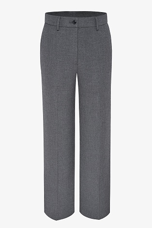 Прямые брюки со стрелками, серый меланж