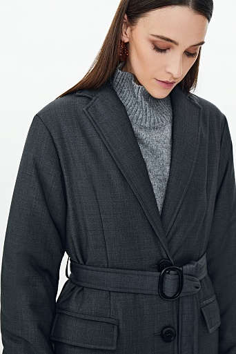 Утепленное пальто-куртка серого цвета