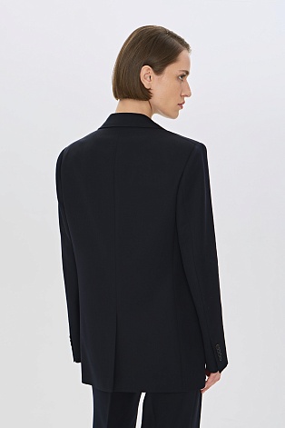 Черный пиджак из шерсти на одной пуговице