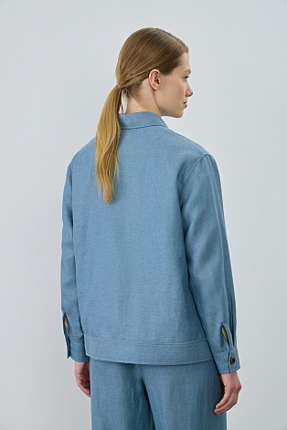 Куртка-рубашка из шерсти, лиоцелла и шелка, голубая