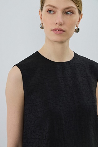 Текстурное платье из натурального шелка, черное