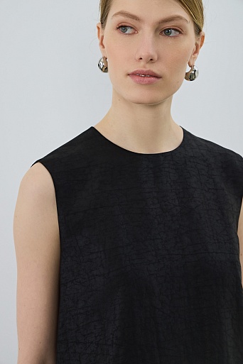 Текстурное платье из натурального шелка, черное