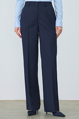 Свободные костюмные брюки с защипами, темно-синие MARIA