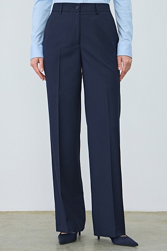 Свободные костюмные брюки с защипами, темно-синие MARIA