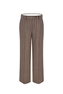 Прямые свободные брюки в полоску, коричневые