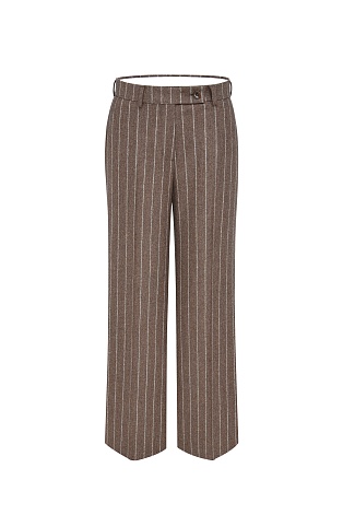 Прямые свободные брюки в полоску, коричневые