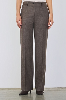 Прямые костюмные брюки с кашемиром, серо-коричневые TYRA