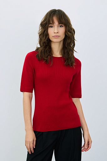 Джемпер с коротким рукавом с кашемиром, красный