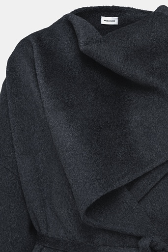Пальто с кашемиром с лацканом-шалью, графитовое