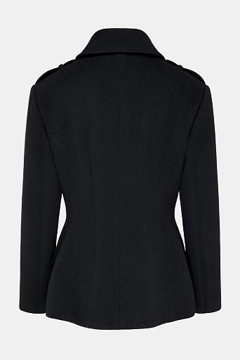 Пальто-бушлат из шерсти, черное