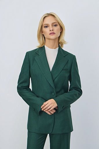 Удлиненный жакет на одной пуговице, изумрудный