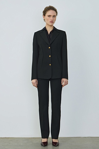 Зауженные костюмные брюки со стрелками, черные