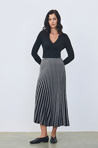 Юбка плиссе из вискозы, черно-белая
