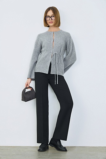 Замшевая сумка на цепочке, темно-серая