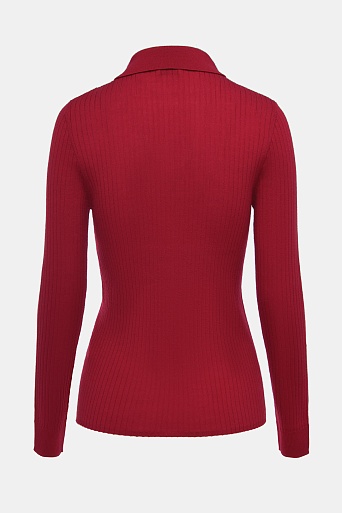 Лонгслив из шерсти в рубчик, красный